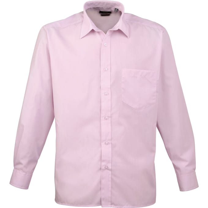 Premier Heren Premier Poplin Formeel Overhemd Met Lange Mouwen (Roze)