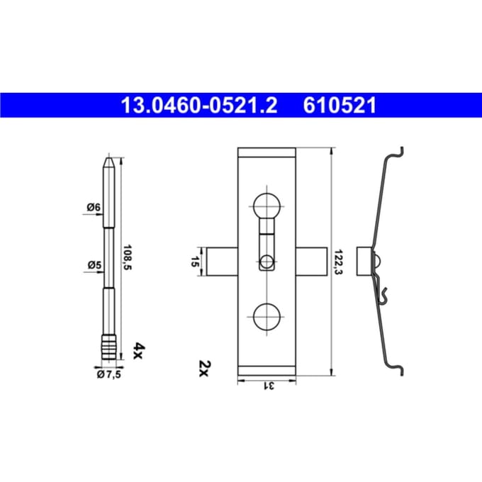 Montageset, remblokset ATE 13.0460-0521.2