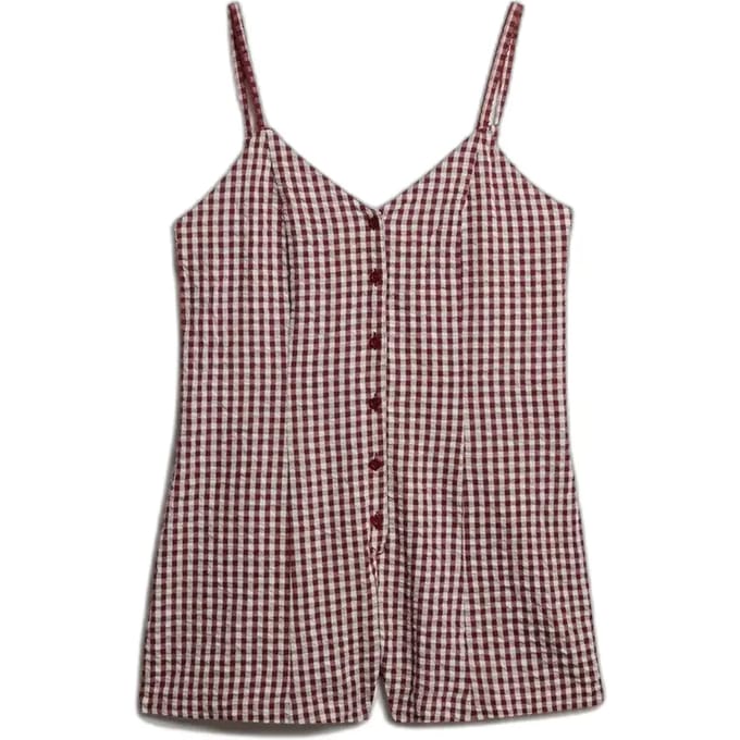Superdry Gingham Cami Playsuit Red Grootte: 40