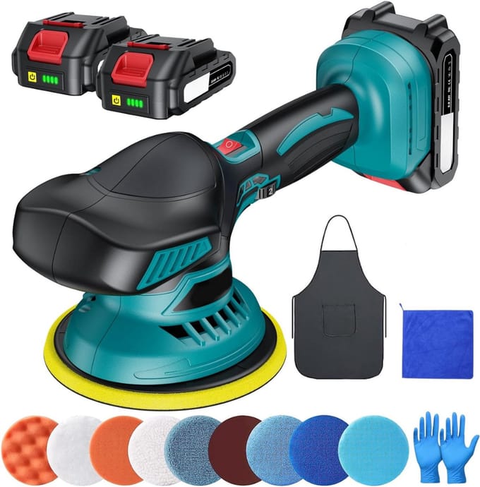 ZRSS® Poliermachine Elektrisch - Polijstmachine Auto - Poetsmachine op Accu - Incl. 2 Accu's - 21V