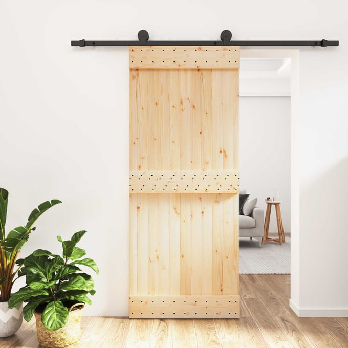 vidaXL - Schuifdeur - 85 - x - 210 - cm - Massief - Pine - Hout - (Onbehandeld)