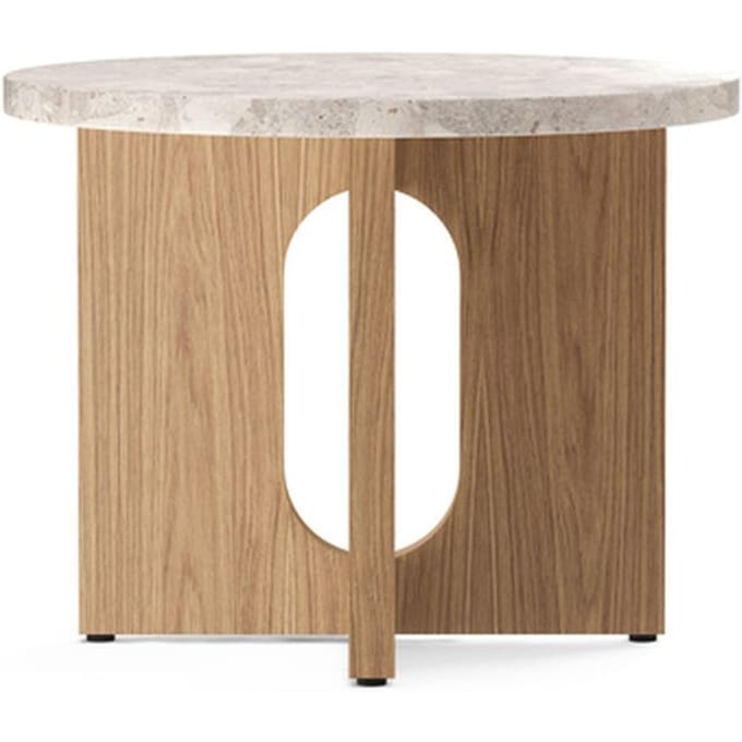 Audo Androgyne Side Table Ø50 - Natural Oak / Kunis Breccia Sand