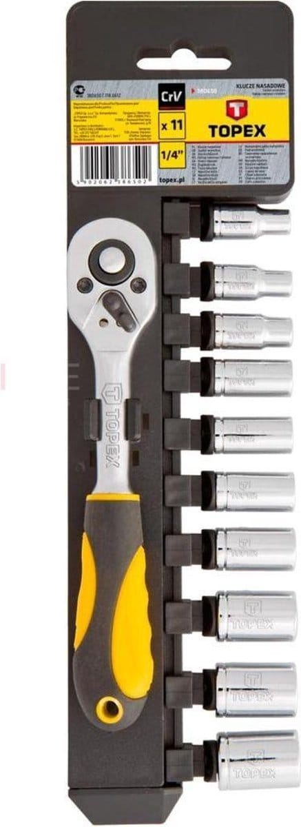 Topex - Dopsleutelset - 1/4" - Set van 11 stuks - Ergonomische Handgreep