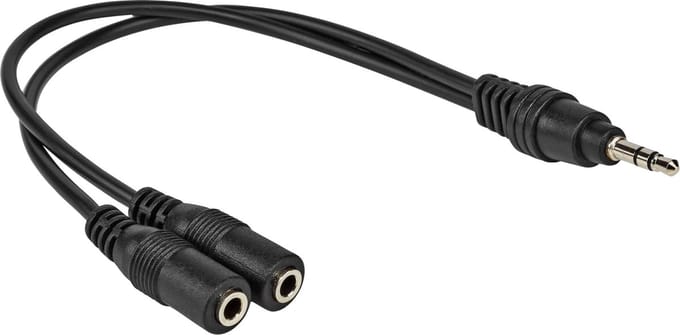 Jack splitter kabel - 3.5 mm - 0.2 meter - Zwart - Allteq