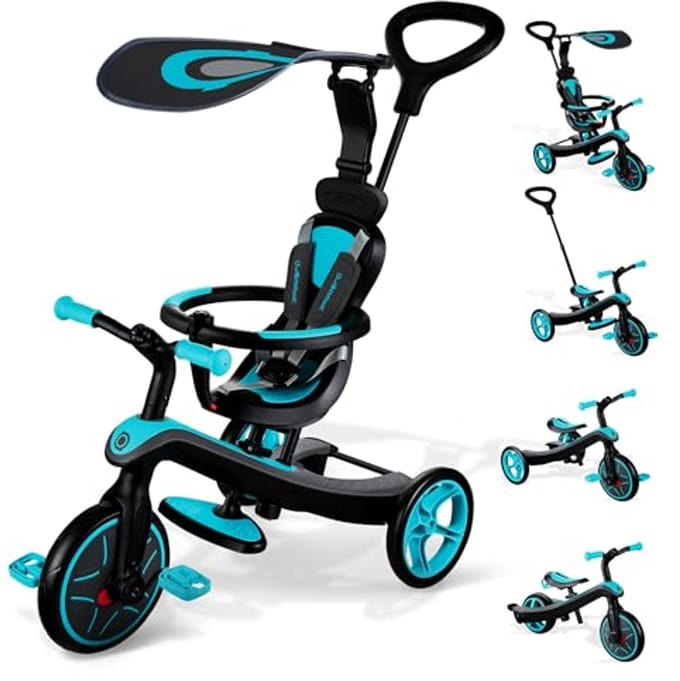 4-in-1 Schaalbare Dreirijder en Loopfiets voor Peuters - Geschikt van 10 maanden tot 5 jaar - Eendblauw