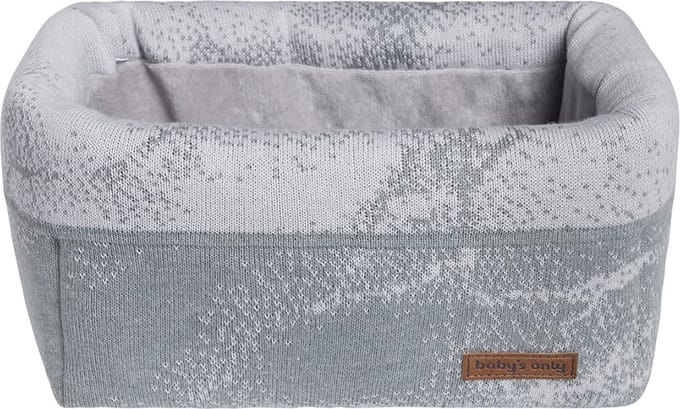 Baby's Only Gebreide commodemandje - Opbergmandje - Commode organizer - Babykamer accessoires Marble - Grijs/Zilvergrijs