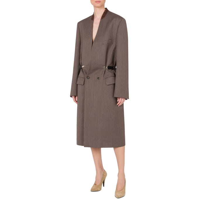 Moschino Wool Canvas Coat Brown Maat: 46 | Lichte Jassen Outlet | Dames | Bruin