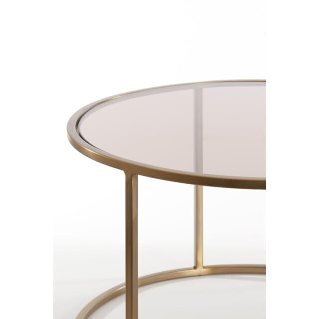 Light & Living Salontafel Duarte - Bruin Glas/Goud - Ø65+Ø75cm - Modern