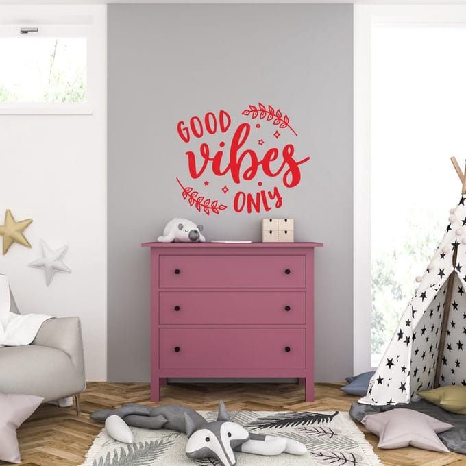 Muursticker - Good Vibes Only - 58 x 68 - Rood