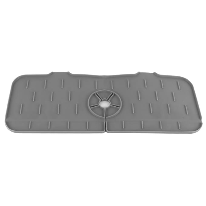 Tapis d'évier en silicone réutilisable, attrape-eau de robinet, tapis de drainage d'évier pour cuisine, salle de bain grise