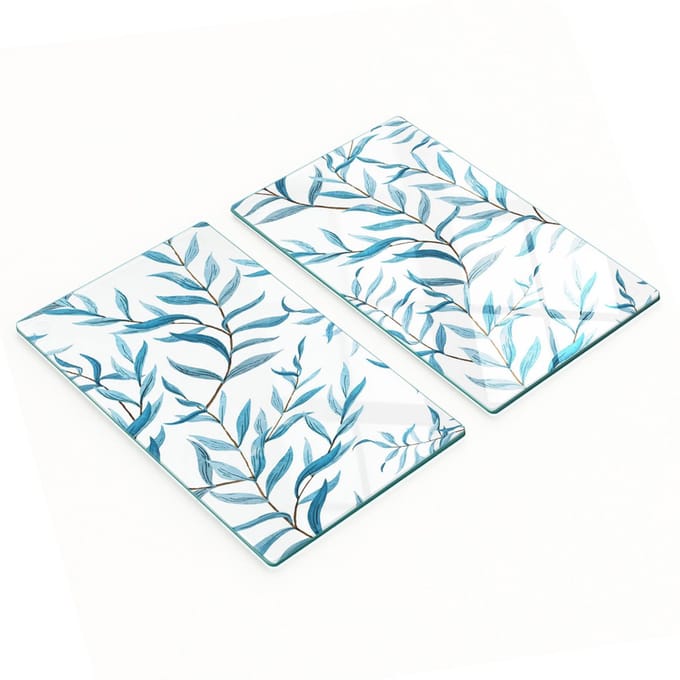 Multifunctionele decoratieve glazen borden met bladprint 2x30x52 cm