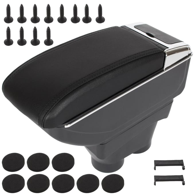Modecar - Armsteun met Opbergruimte - Zwarte Eco-leer - Peugeot 208 - 2012-2019