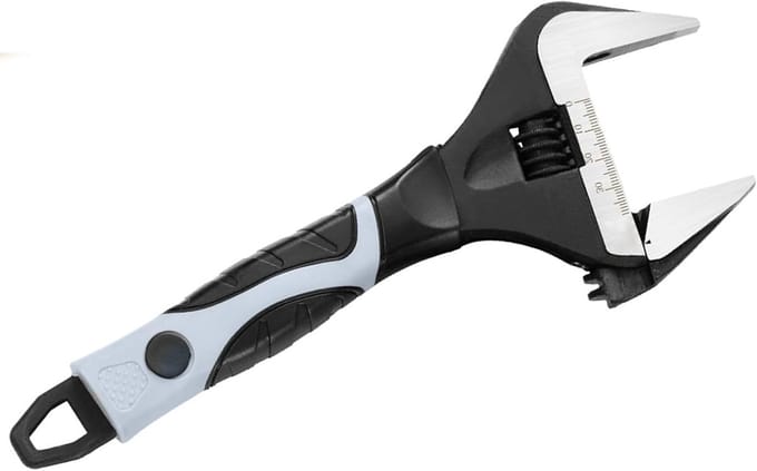 Adjustable wrench, plumbing wrenches, soft grip switch wrenches, jaw width 35 mm, with rubber handle - ShopVlot