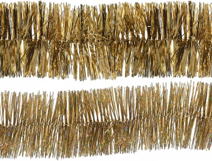 Decoris folie kerstslingers 2x stuks - goud - kunststof - 270 cm