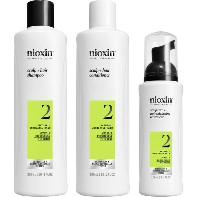 Nioxin System 2 – Loyalty Kit - voor Natuurlijk Haar - Anti Haaruitval – Gevorderde Uitdunning – 300+300+100ml