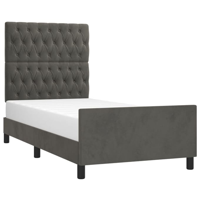 vidaXL - Bedframe - zonder - matras - 90x200 - cm - fluweel - donkergrijs