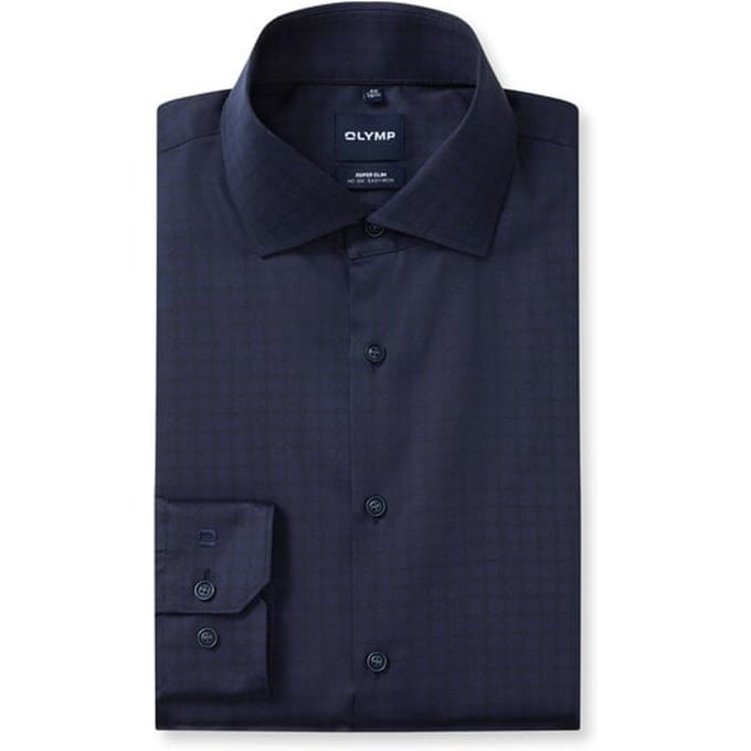 OLYMP No. Six Overhemd, Super Slim, Royal Kent, Marineblauw