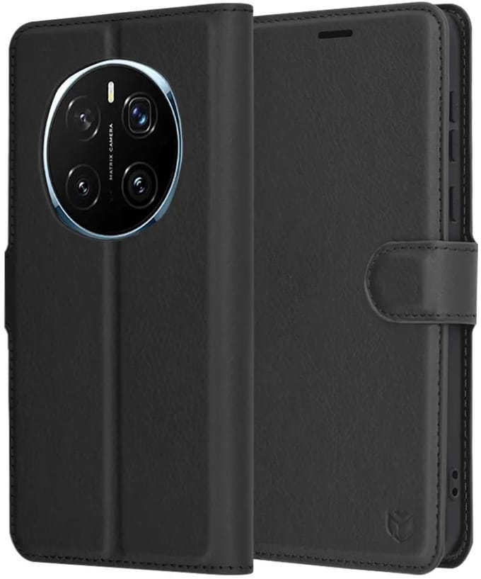 Hoesje geschikt voor HONOR Magic7 Pro - Techsuit Leather Folio Book Wallet Case - Zwart