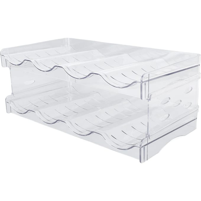 Organisateur de Bouteilles d'Eau Empilable Double Couche en Plastique Transparent Support de Rangement pour Tasses de Bureau pour white