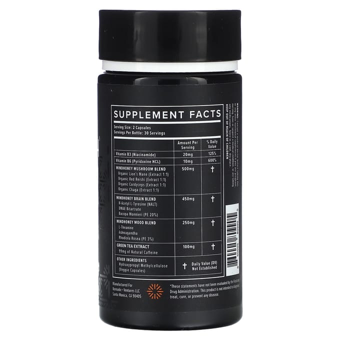 Mindhoney, Dosering, Adaptogeen Nootropicum, 60 Capsules