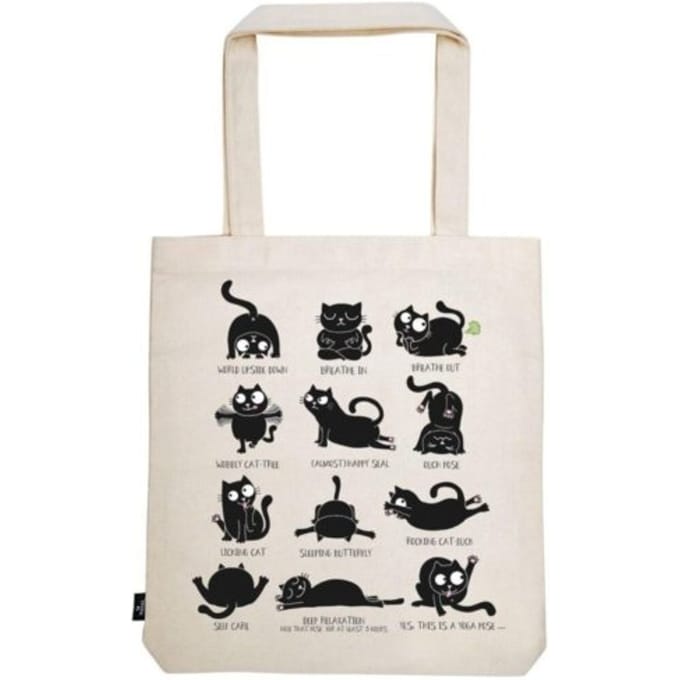 Ed, the cat katoenen tas, formaat 39x42 cm. - cat yoga