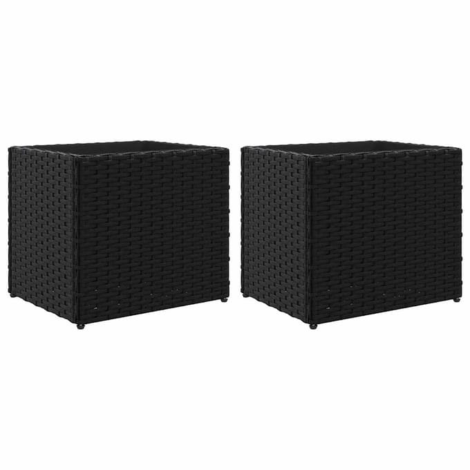 vidaXL - Plantenbakken - 2 - st - 36x30x32 - cm - poly - rattan - zwart