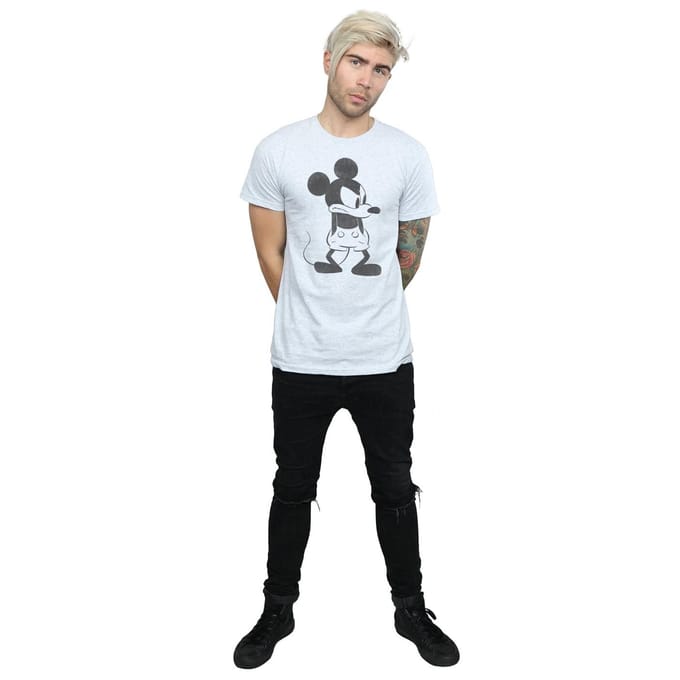Disney Heren Mickey Mouse Boos T-Shirt (Sportgrijs)