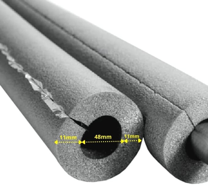 Zelfklevende rubberen buisisolatie, 48mm, 10mm, 2m