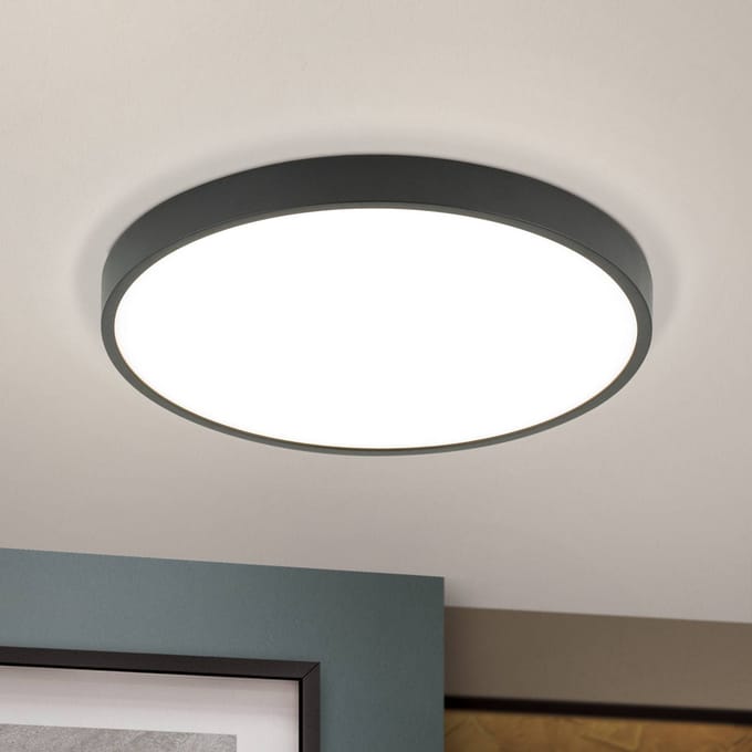 ORION Bully LED plafondlamp in zwart, 3.000 K, Ø28cm