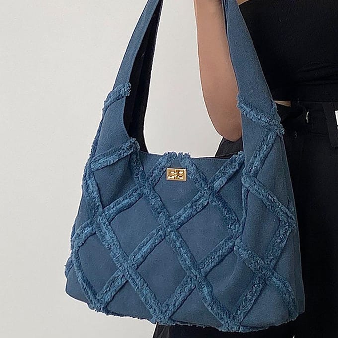 Mode Canvas Dames Tas Persoonlijkheid Straat Franjes Grote Capaciteit Casual Tote Tas Schoudertas gray
