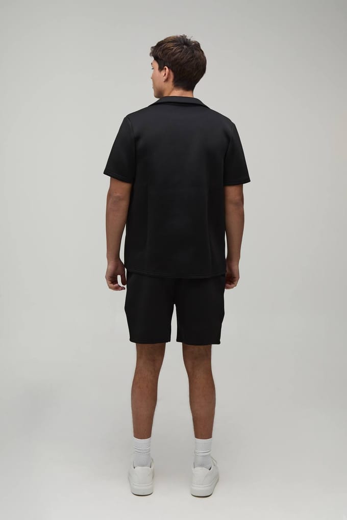 Regular Fit Shirt and Relaxed Short Scuba Set | Black | Size Medium