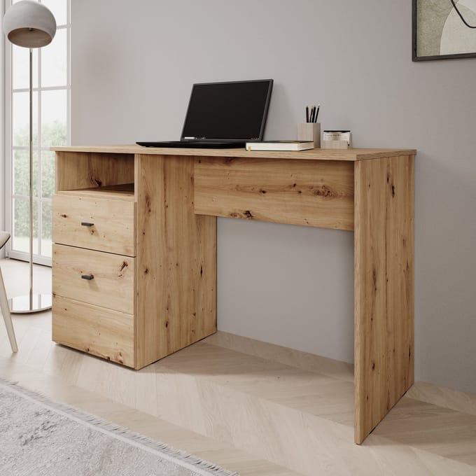 Meubella - Haroa - Bureau - Eikenpatroon - 127x51x77 cm