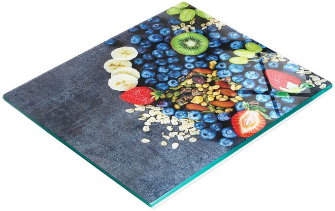 Multifunctionele decoratieve glazen snijplank voor de keuken, fruit en bessen, 60x52 cm