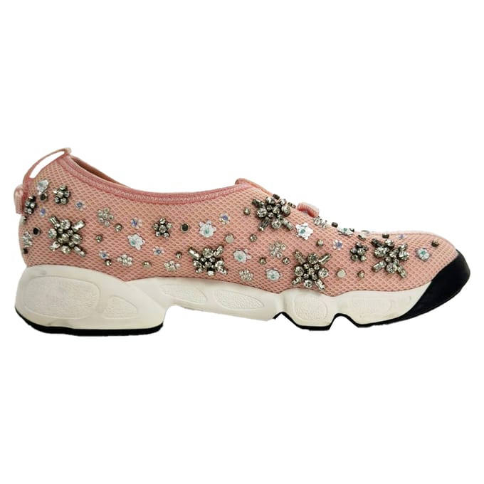 Dior Fusion Kristalversierde Instappers in Roze Polyester