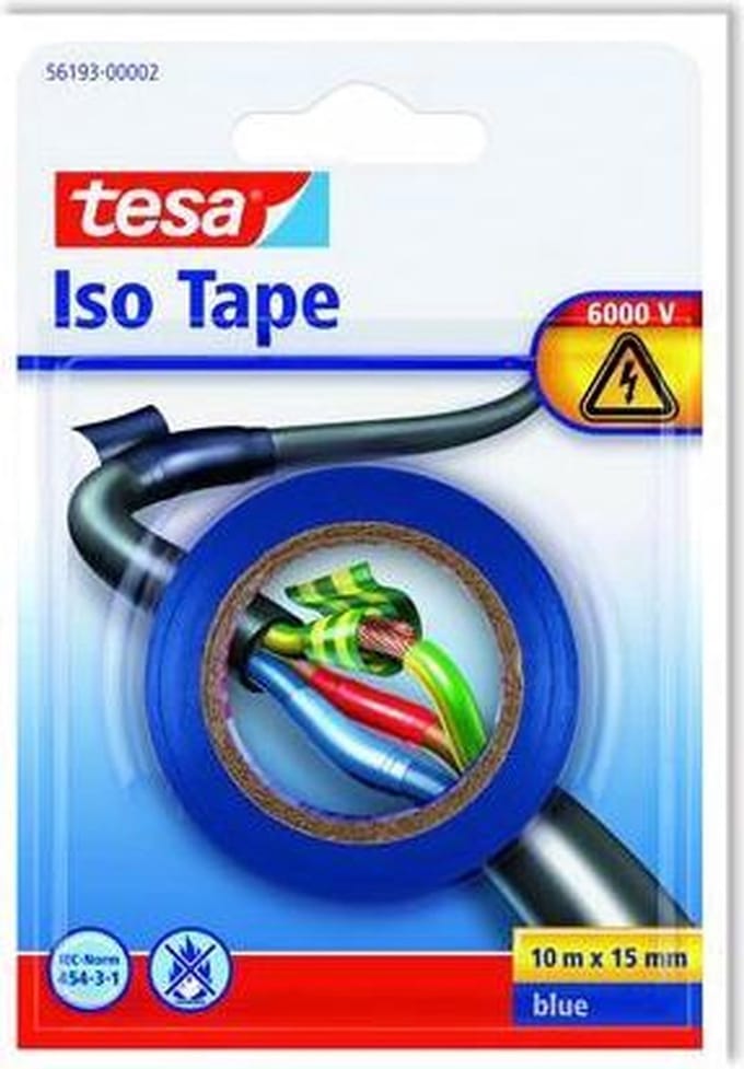 Tesa isolatietape blauw 10 m x 15 mm