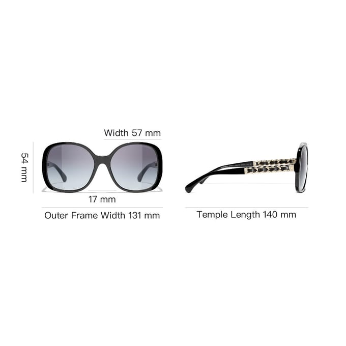 Chanel Mode Tendance Personnalité Forme Irrégulière Lunettes de Soleil Lunettes de Soleil Unisexe CH5470Q-C622S6 Basic Packaging-Eyeglass Case+Box,57mm,Black
