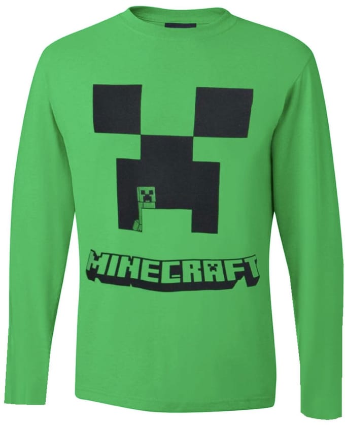 Minecraft T-shirt Lange Mouw - Maat 128 - 8 Jaar