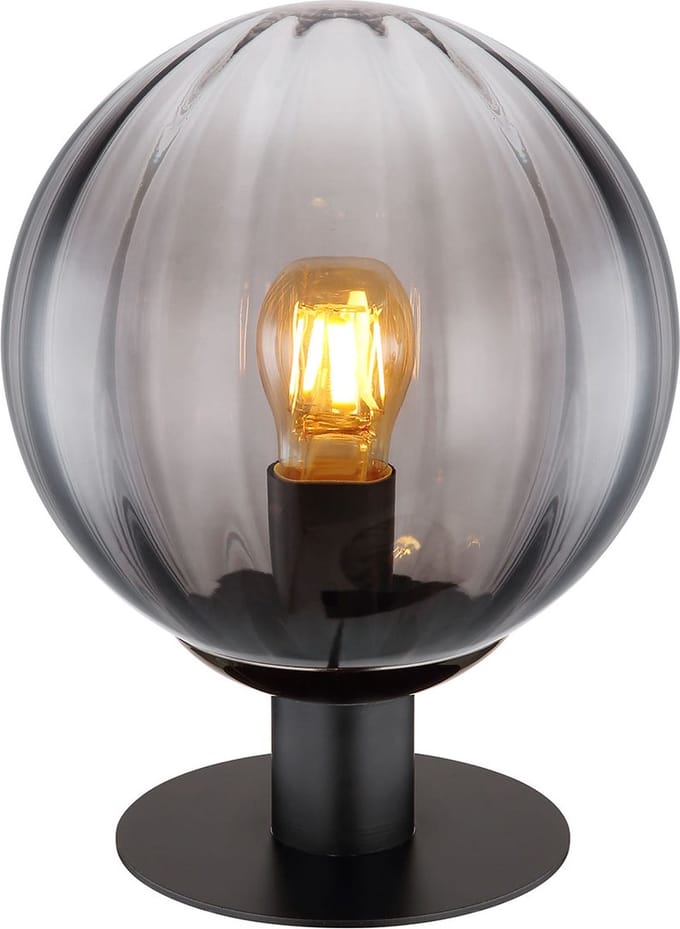 Tafellamp - zwart - Dallerta - glas smoke glas - Ø 23cm - E27 - 15216T - Globo
