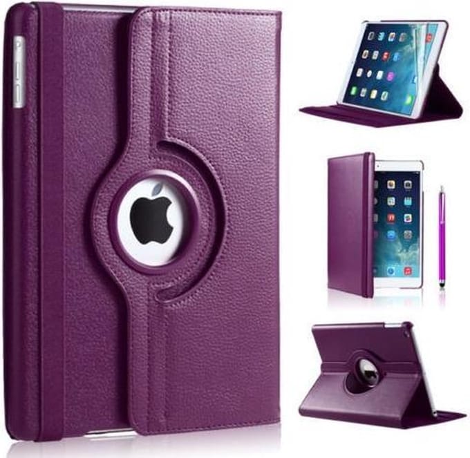 iPad 2018 hoes 360 graden paars leer