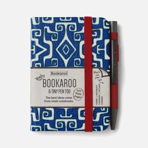 Bookaroo A7 Notebook & Pen - Navy & Dark Red - Aztec