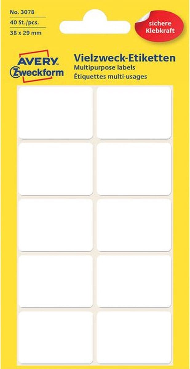 Etiket wit 38x29mm pak a 10 stuks