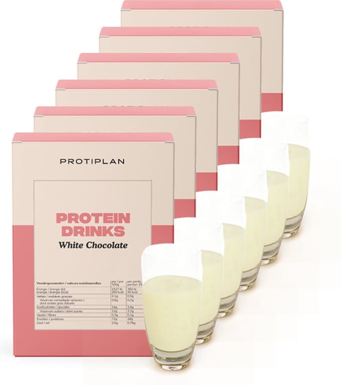 Protiplan - Witte Chocolade Drank - 6 stuks - 6 x 7 x 25 g - Low carb - Eiwitrijk