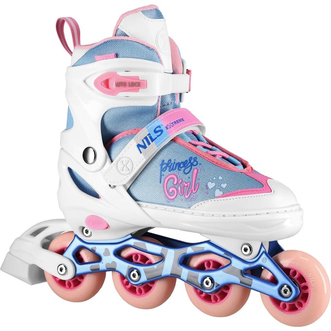 Nils Extreme Princess - Inline Skates - Bovenmaat Verstelbaar - Veiligheidsbanden - Wit