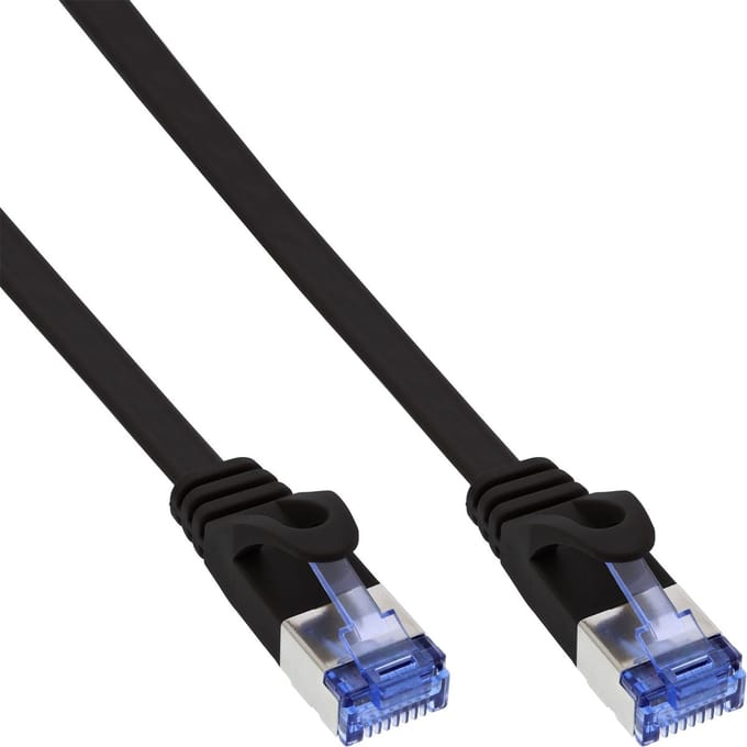 InLine U/FTP platte patchkabel CAT6a zwart 10m