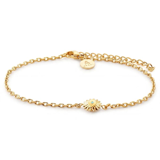 Mediterranean | 14K vergulde armband met turquoise zonbedel