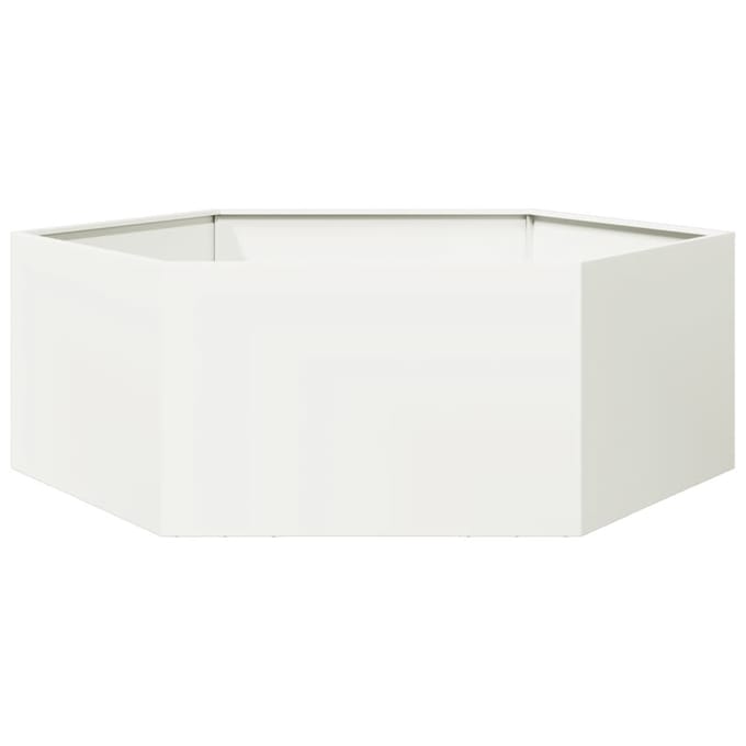 vidaXL - Plantenbak - zeshoek - 138x120x45 - cm - staal - wit