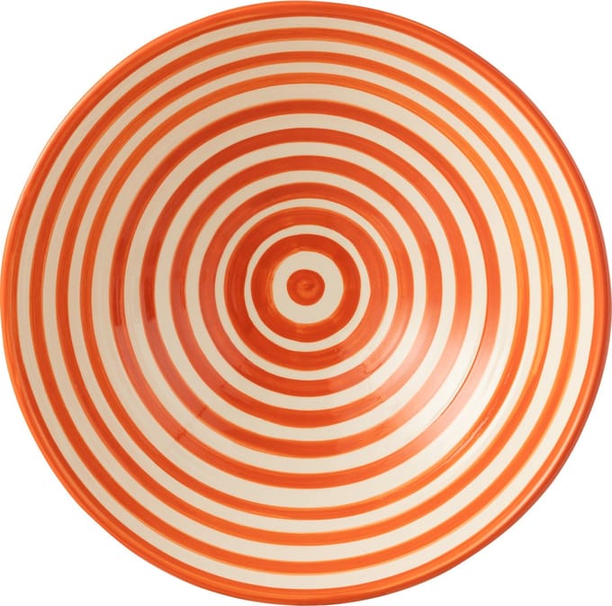 J-Line kom Lebrillo Granada Stripes - keramiek - wit/oranje