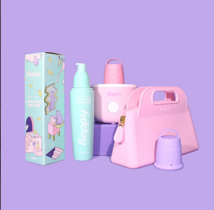 Beppy - Menstruatieset Cotton Candy - 2 Menstruatiecups, Natural Cup Soap & Sterilizer