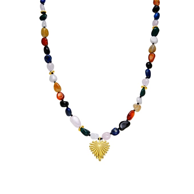 Luxeketting met Veelkleurige Natuursteen 18k goud afwerking - Ilisen