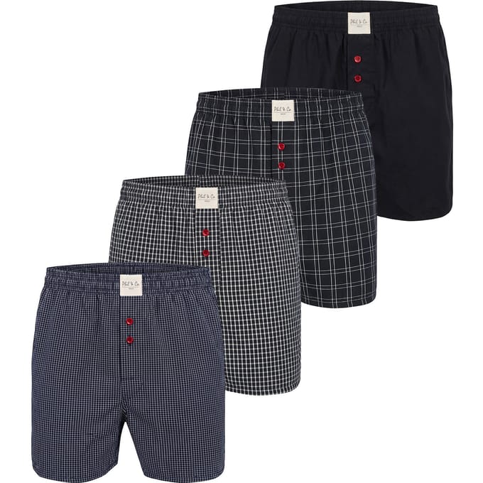 Phil & Co Heren Wijde Boxershorts Mulitpack 4-Pack Zwart - Maat 3XL